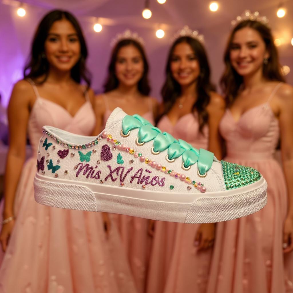 Mis XV Shoes/Shoes for quinceañera/ Sneaker/Fifteen Birthday Custom Shoe White