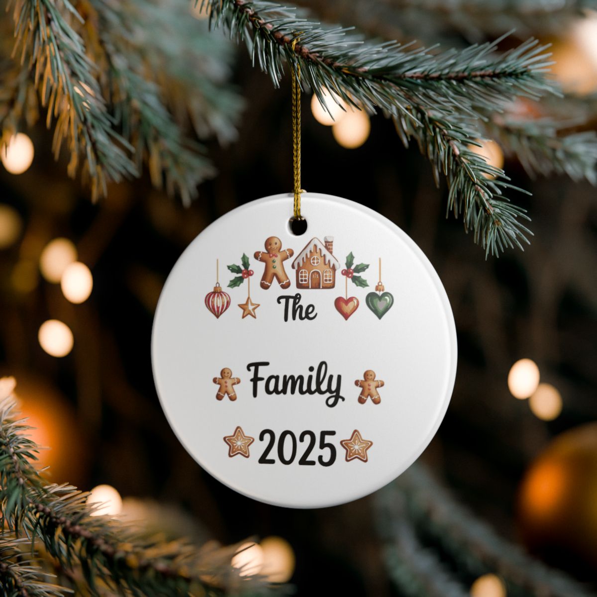 Gingerbread Family 2025 Ornament | Ceramic Christmas Decoration