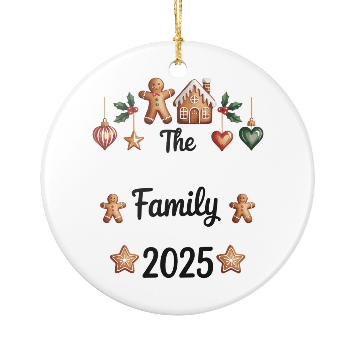Gingerbread Family 2025 Ornament | Ceramic Christmas Decoration